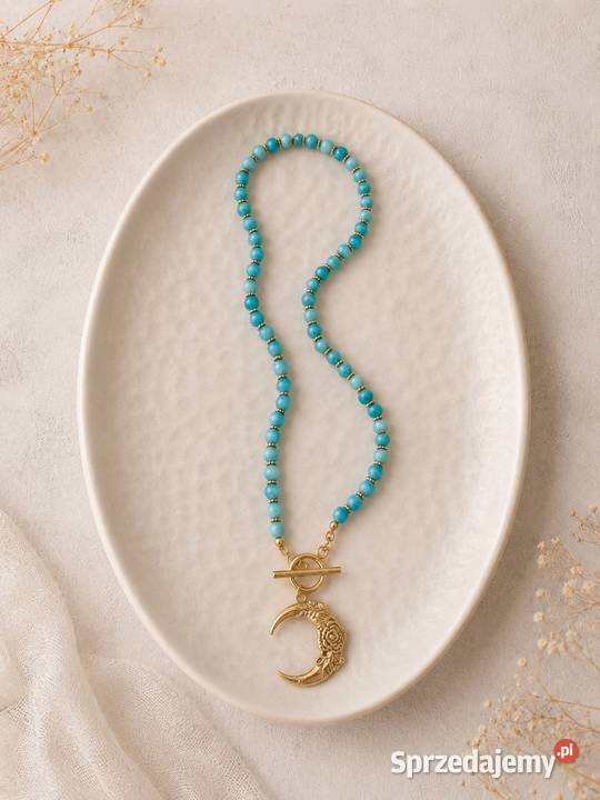 Naszyjnik kamienie naturalne Larimar księżyc