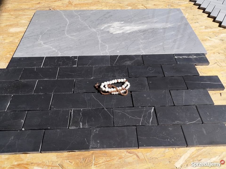 Mozaika marmurowa BRICK Nero Marquina mat Ściany i elewacje Ostroszowice
