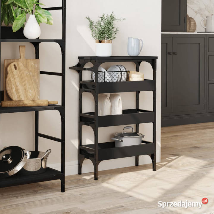 Wózek kuchenny czarny 53x20x76 materiał mazowieckie