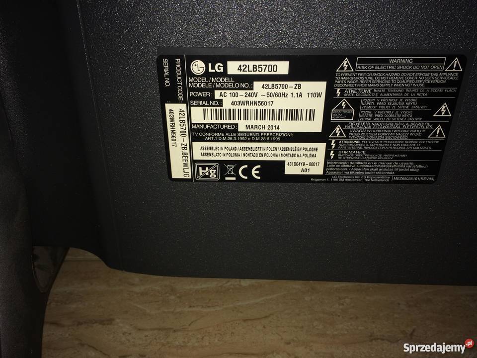 LG 42LB5700 uszkodzona matryca LC420DUE na śląskie Gliwice