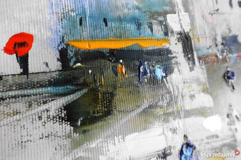 Olej na płótnie malowany szpachlą Plac Zamwowy Warszawa sprzedam