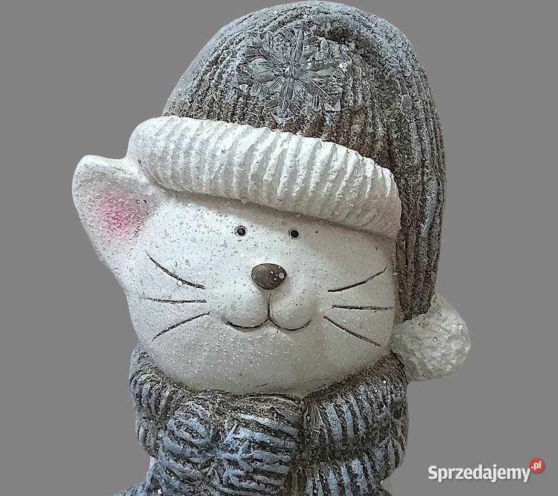 Urocza dekoracja figurka świąteczna kot z Chrzanów