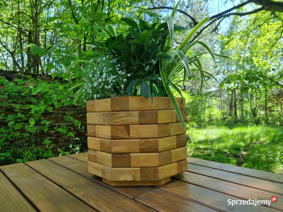 Donica drewniana sosnowa OŚMIOKĄTNA