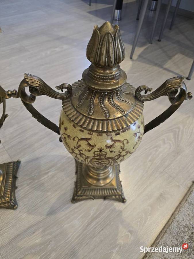Dwie stare amfory porcelanowomosiężne Chełm Śląski