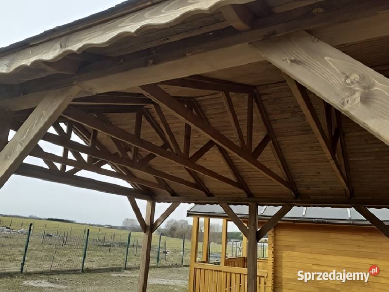 Wiata garażowa 3 drewniana 45x6m pomieszczenie Parzymiechy