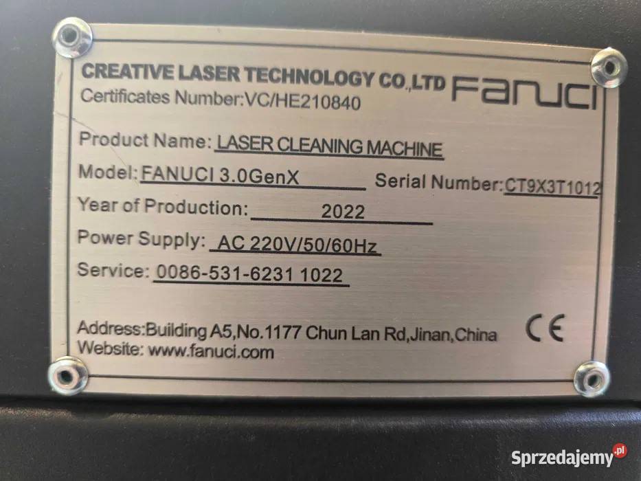 Laser Czyszczący FANUCI 100W MOPA usuwanie rdzy Gorzów Wielkopolski sprzedam