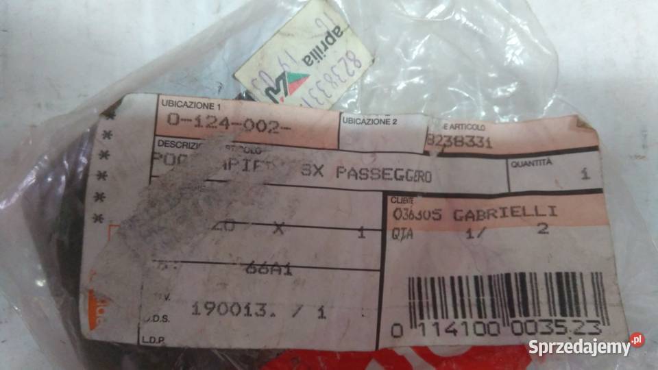 Guma podnóżka pasażera lewa OE Aprilia Gulliver Plastiki Bielsk Podlaski sprzedam