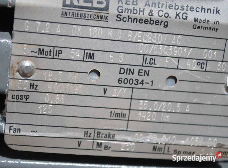 Motoreduktor 185kw 125obrmin KEB lubuskie