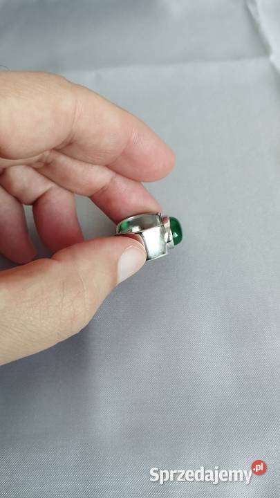 Pierścień srebro S925 z zielonym agatem Gdańsk sprzedam