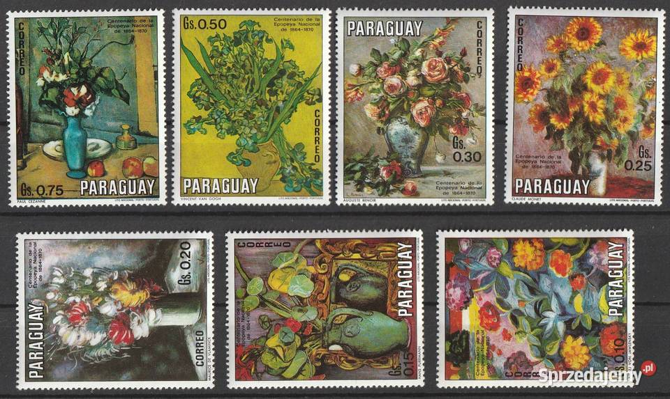 PARAGWAJ MALARSTWO KWIATY 1970 CZYSTE Łódź