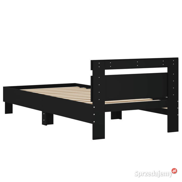 Rama łóżka z wezgłowiem czarna lite drewno 70cm Warszawa sprzedam