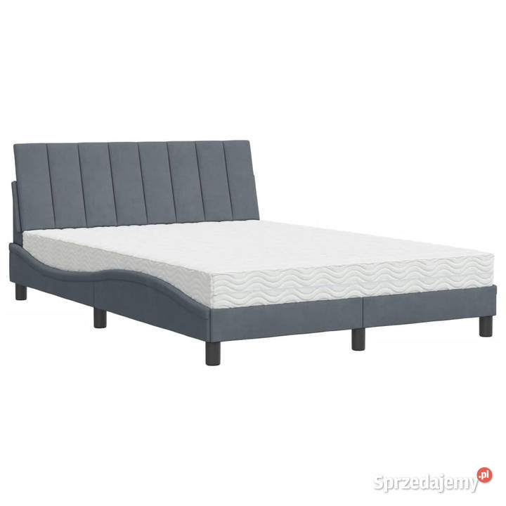 Łóżko z materacem ciemnoszare aksamitne 120x200 Warszawa sprzedam
