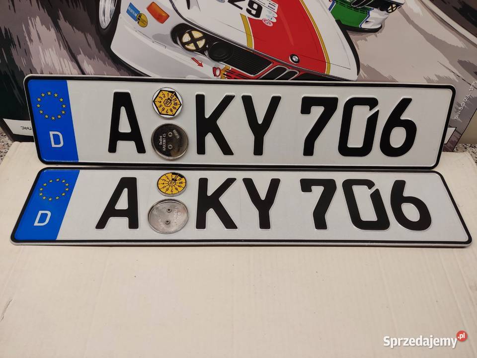 Tablica rejestracyjna Niemcy 2 sztuki AKY706 Głuchołazy sprzedam