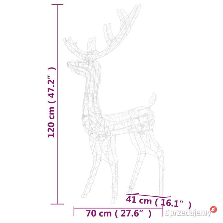 Akrylowe renifery ozdobne 3 120 zimna biel