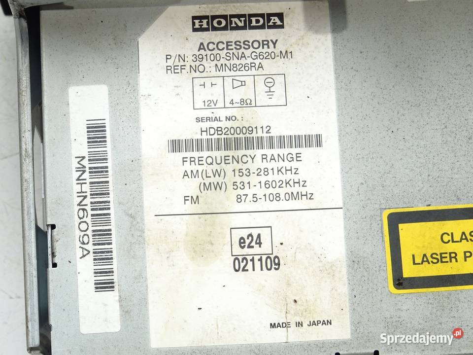 RADIO HONDA CIVIC VIII 39100SNAG620M1 ODTWARZACZ podkarpackie sprzedam