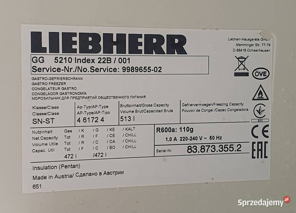 Szafa mroźnicza 66248 Warszawa sprzedam