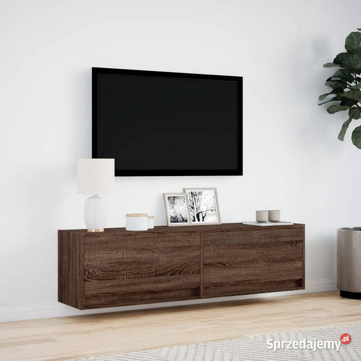 Ścienna szafka TV z LED brązowy dąb 140x31x38 Warszawa