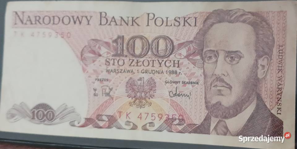 100 złotych 1XII1988 seria TK Numizmatyka Konin