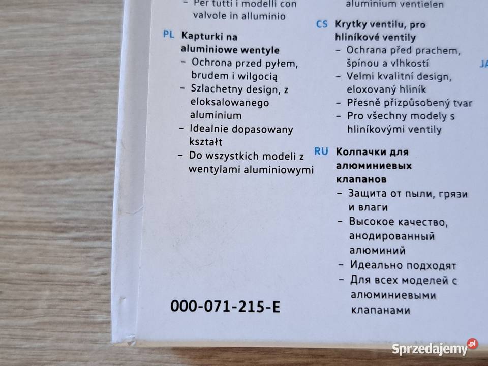 Oryginalne Kapturki na Wentyle OEM Volkswagen Wentyle Radom