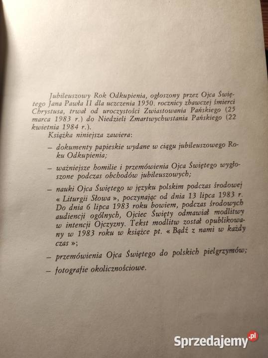 Jubileuszowy odkupienia Jan Paweł II 19831984 miękka Kielce