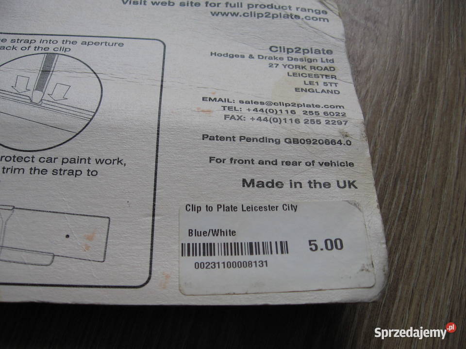 tablica rejestracyjna uchwyt dodatek Leicester Przemyśl