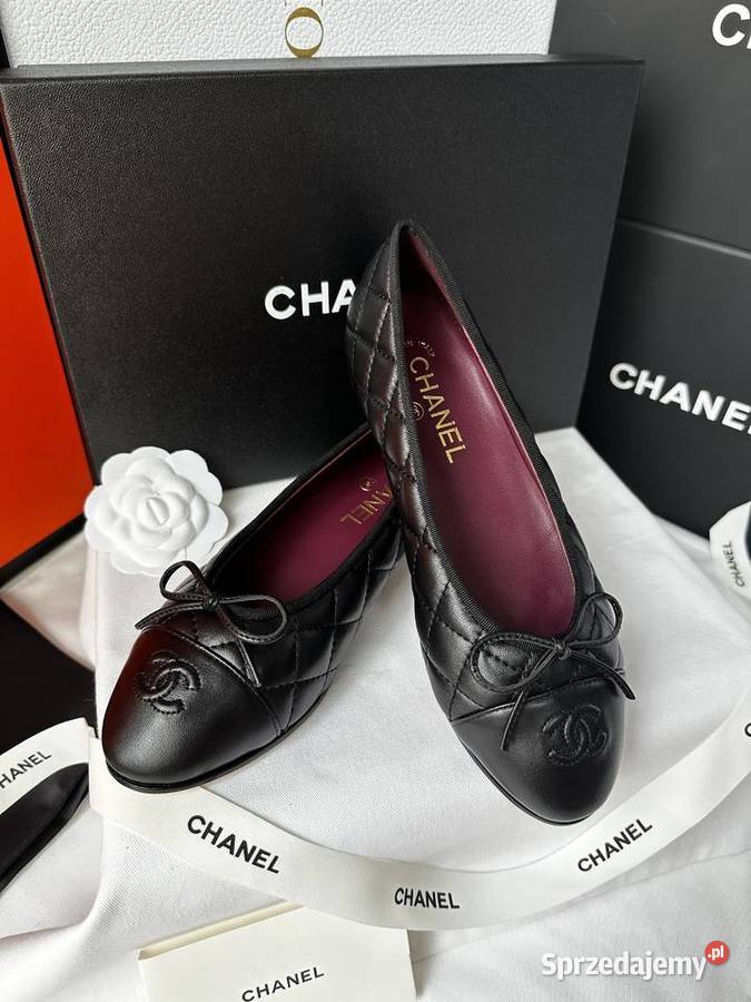 Baleriny Chanel Flats Cambon Black Leather Warszawa