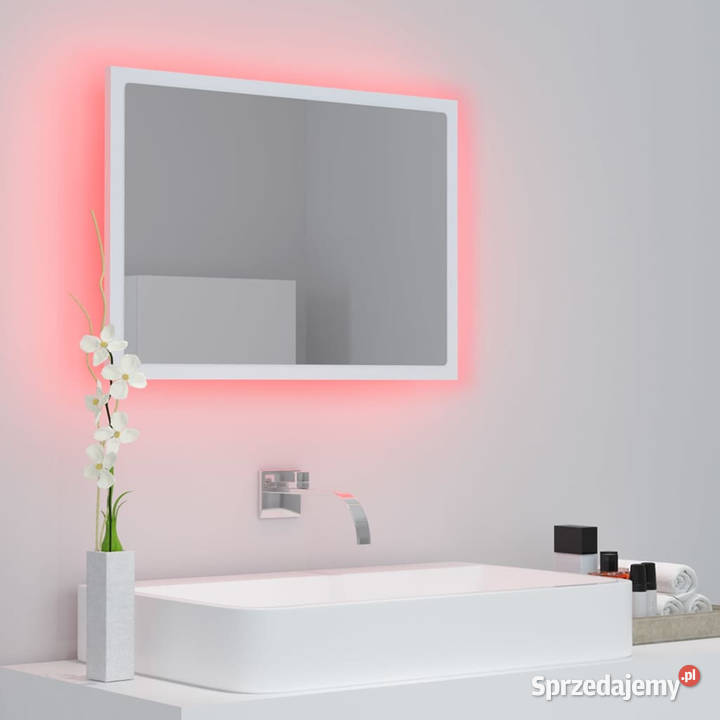 Lustro łazienkowe z LED białe 60x85x37 akryl