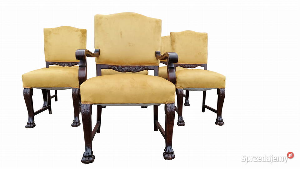 KOMPLET KRZESEŁ Z FOTELAMI NA LWICH ŁAPACH