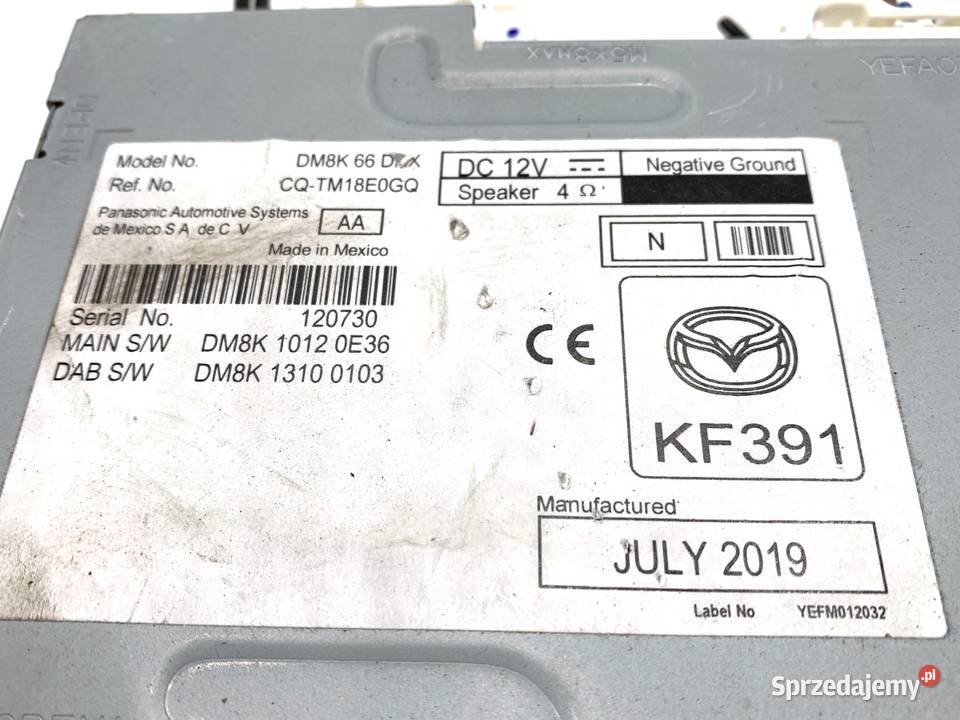 RADIO MAZDA 2 DL DM8K10120E ODTWARZACZ