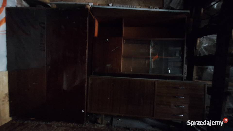 Stary regał z szafą lakier brąz