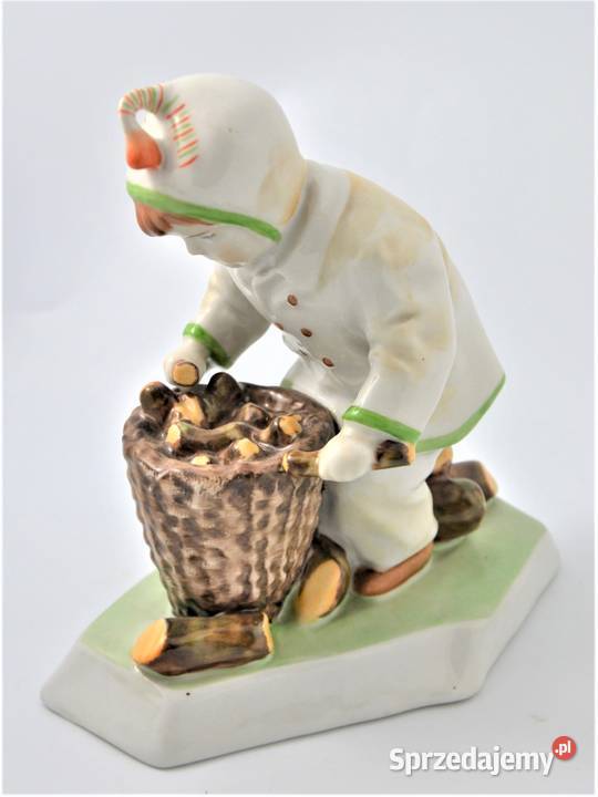 Dziecko z koszem drewna art deco Sinkó Zsolnay mazowieckie Warszawa