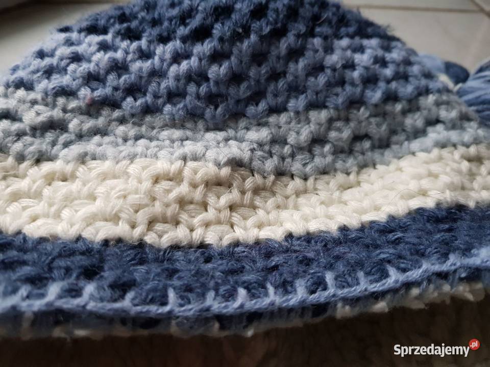 wełniana czapka z warkoczami z misiem futerkiem Kielce