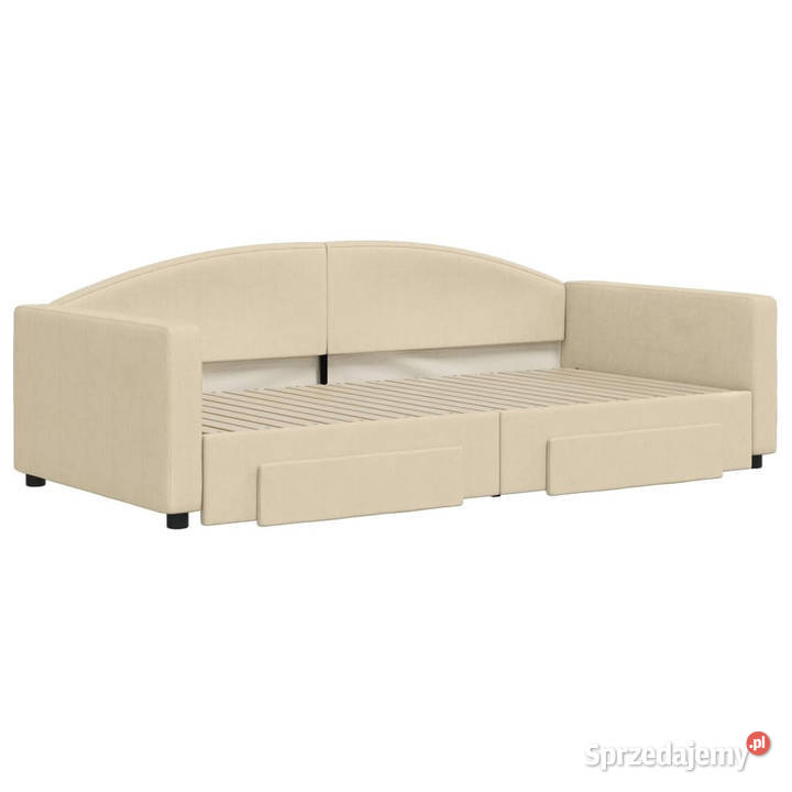Sofa rozsuwana z szufladami kremowa tkanina Warszawa