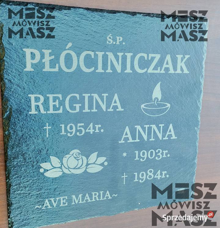 Nagrobek tablica 25x25 z łupka grawer tanio Racot sprzedam