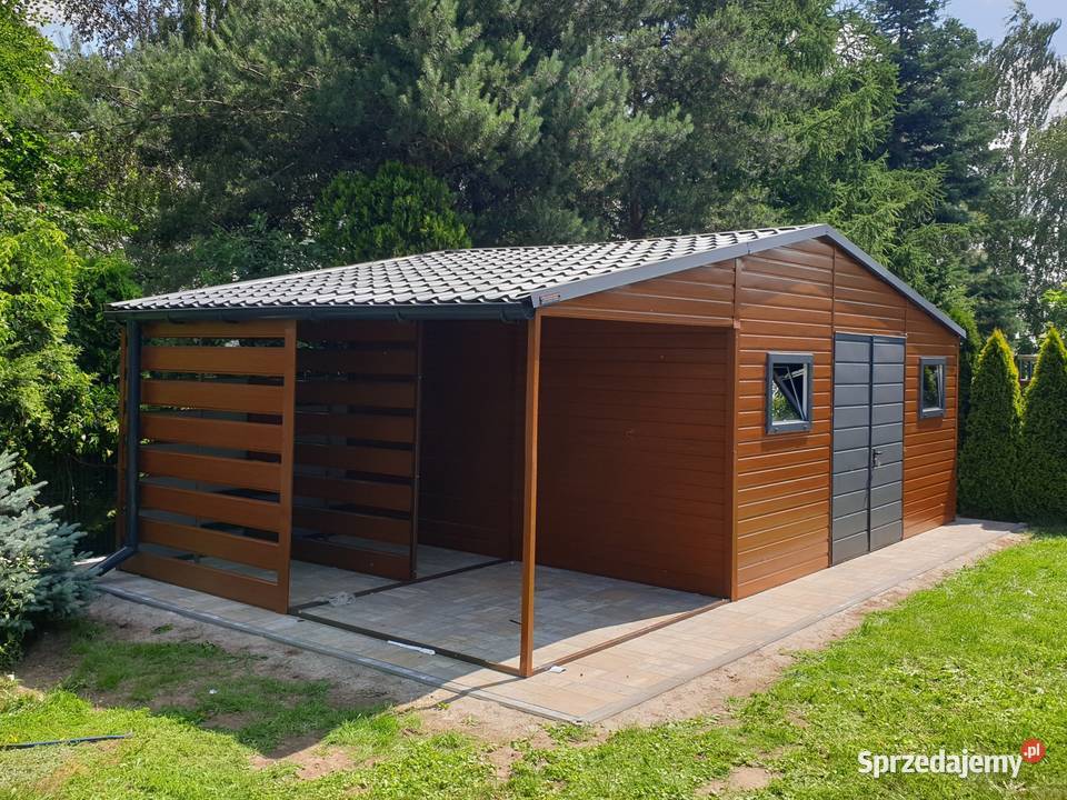 Blaszany montowany garaż 554 m złoty dąb ciemny blacha Sprzedaż Wrocław
