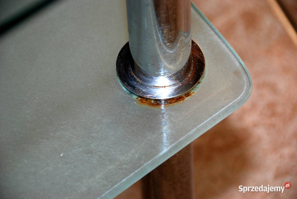 Szklany stolik kawowy szkło chrom na kółkach Kalinowo