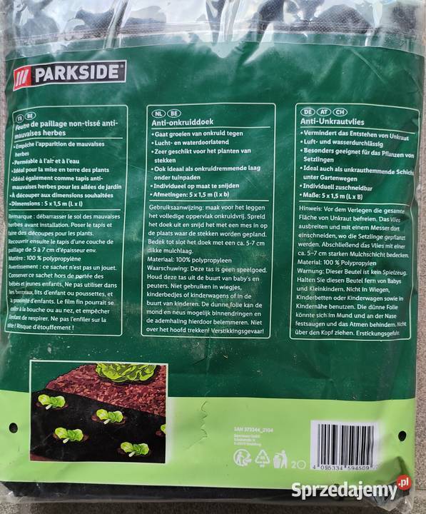 Agrowłóknina Parkside czarny 150 x 500 0 gm