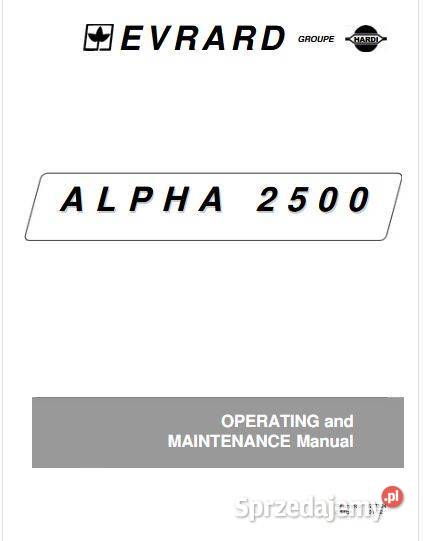 HARDI EVRARD ALPHA 2500 instrukcja obsługi świętokrzyskie Kielce sprzedam