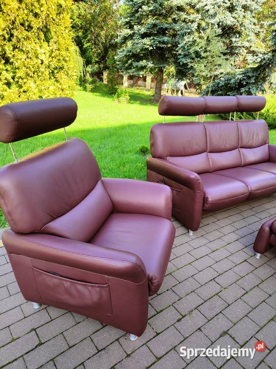 komplet wypoczynkowy 3 11 pufa relaks 100 skóra Ełk