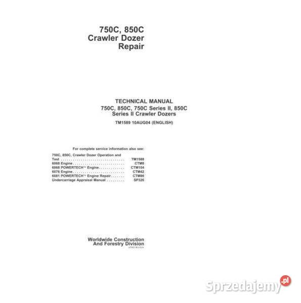 JOHN DEERE 750C 850C SPYCH instrukcja obslugi i Kielce