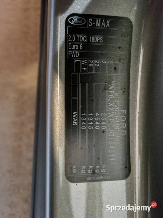 Ford S S mkII 20 TITANUM 180 7os Jasne wnętrze S-MAX mazowieckie Ożarów Mazowiecki