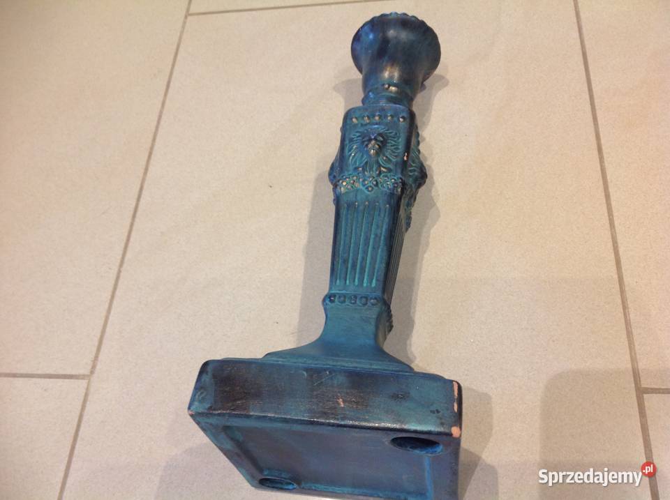 Świecznik Ceramiczny Turkusowy Głowa Lwa Duży lubuskie