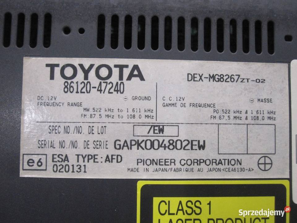 TOYOTA PRIUS II radio 8612047240 Kielce