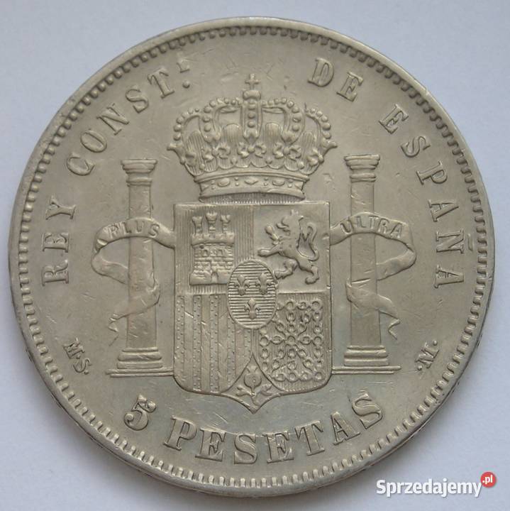HISZPANIA 5 PESET 1885 ALFONSO XII SREBRO Łódź