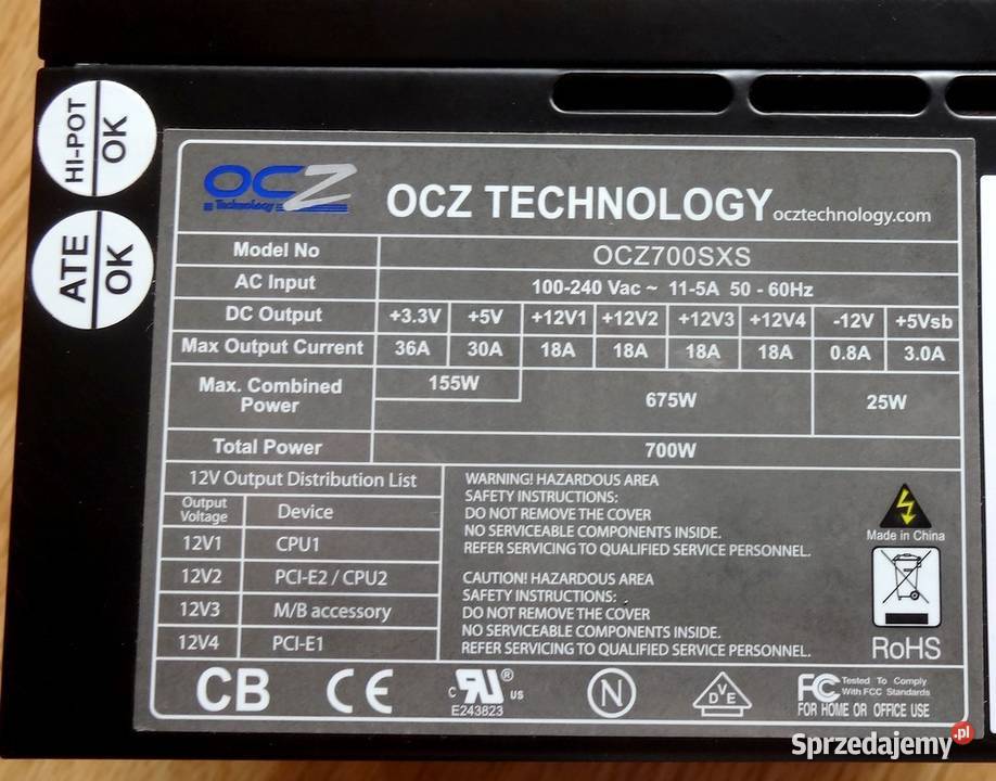 Zasilacz ATC 700wat OCZ700SXS Komputery i Akcesoria zachodniopomorskie Szczecin