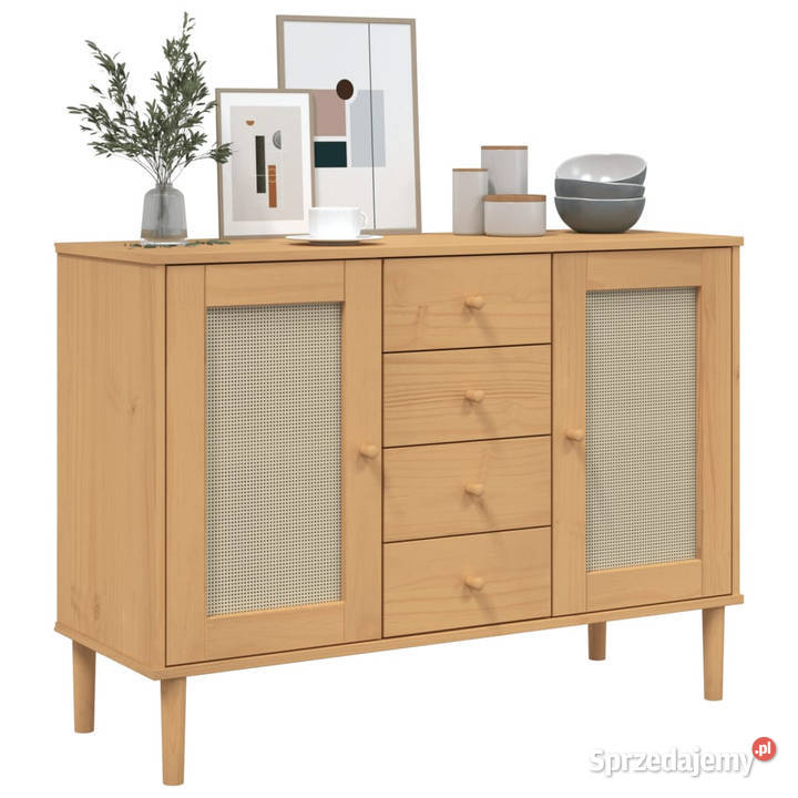 Szafka SENJA imitacja rattanu brązowa 112x40x80 mazowieckie Warszawa