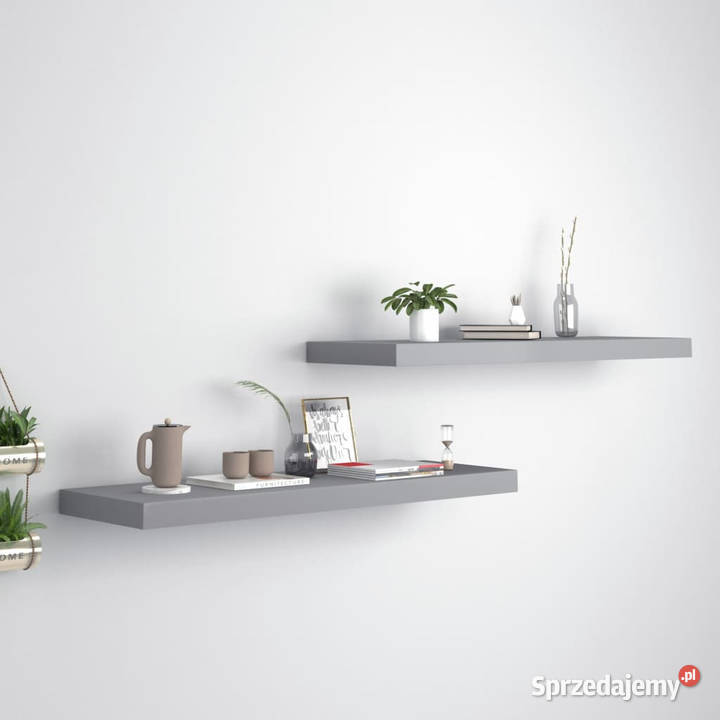 Półki ścienne 2 szare 80 x 235 x 38 MDF WM323857