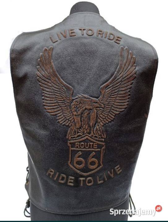 Kamizelka skórzana wytłoczony orzeł Route66 napy koszulki i bluzy Witnica