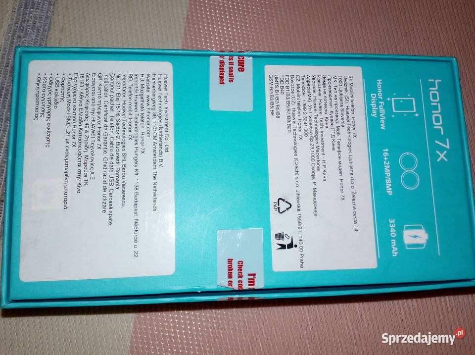 Pudelko telefonie honor 7 X śląskie Sosnowiec