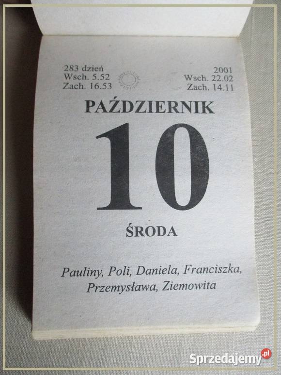 Kartka z kalendarza kalendarz zdzierak Łódź